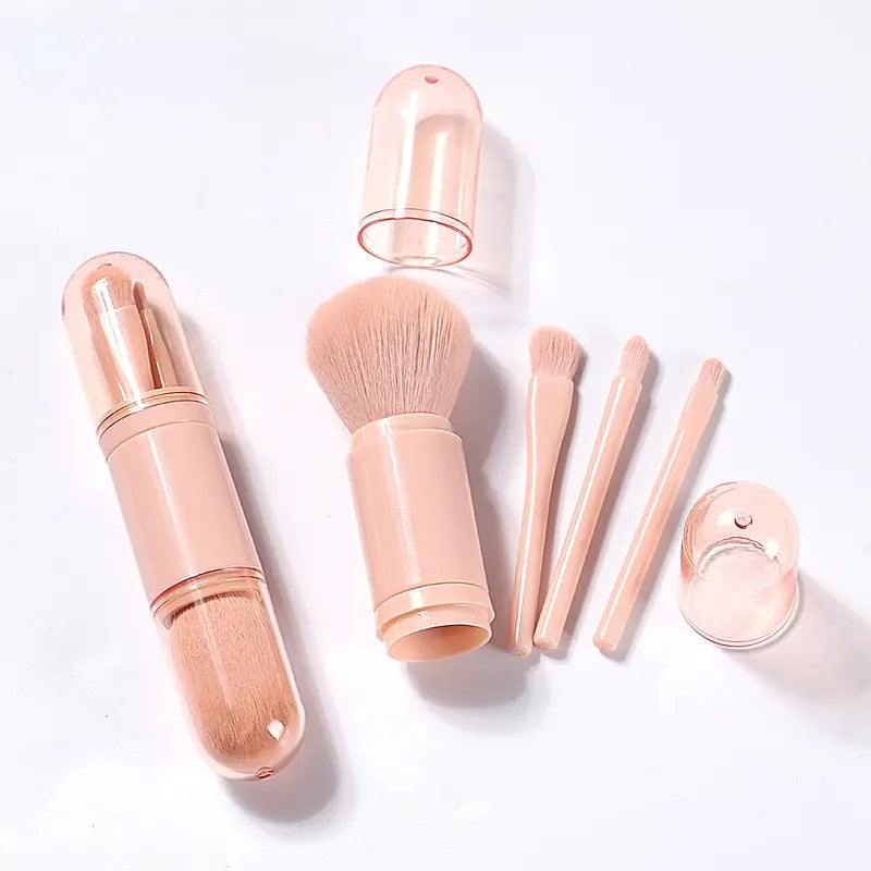 4-in-1 Retractable Mini Makeup Brush Set: Eye and Skin Tone Brushes